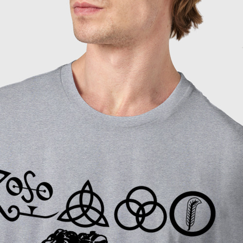 Мужская футболка хлопок Led Zeppelin Black, цвет меланж - фото 6