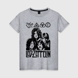 Женская футболка хлопок Led Zeppelin Black