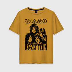 Женская футболка хлопок Oversize Led Zeppelin Black