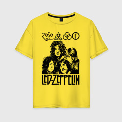 Женская футболка хлопок Oversize Led Zeppelin Black