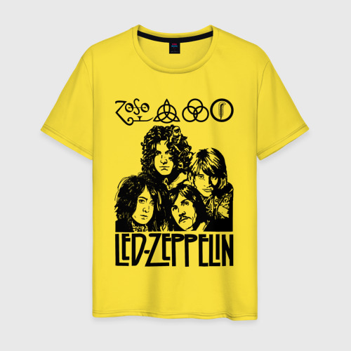 Мужская футболка хлопок Led Zeppelin Black, цвет желтый