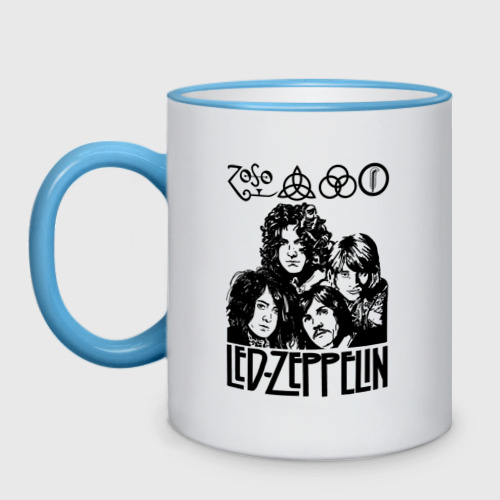 Кружка двухцветная Led Zeppelin Black, цвет Кант небесно-голубой