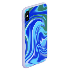 Чехол для iPhone XS Max матовый Тай-дай с синим, зелёным и белым цветом - фото 2