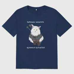 Женская футболка хлопок Oversize Песня о Котьмаке - кот Ведьмак