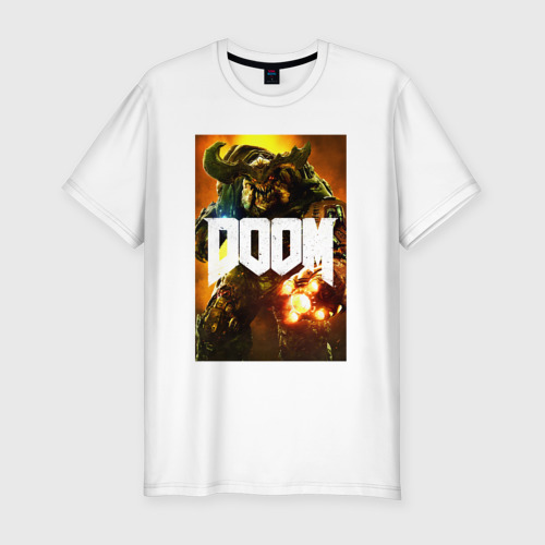 Мужская футболка хлопок Slim с принтом Doom - big demon, вид спереди #2