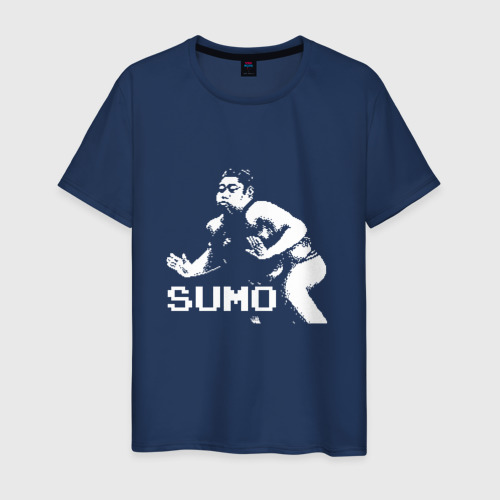 Мужская футболка из хлопка с принтом Sumo pixel art, вид спереди №1