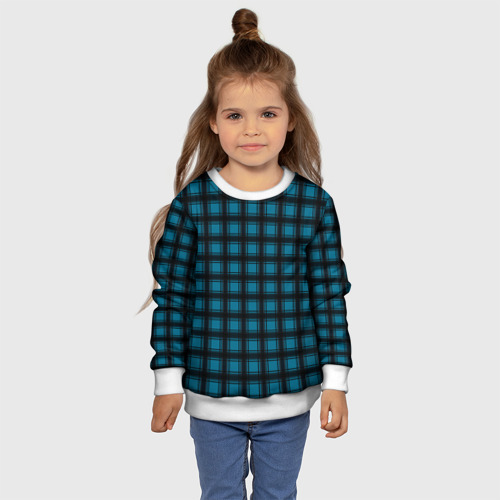 Детский свитшот 3D Black and blue plaid, цвет 3D печать - фото 7