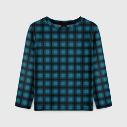 Детский лонгслив 3D Black and blue plaid