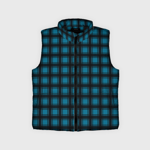 Детский жилет утепленный 3D Black and blue plaid, цвет черный