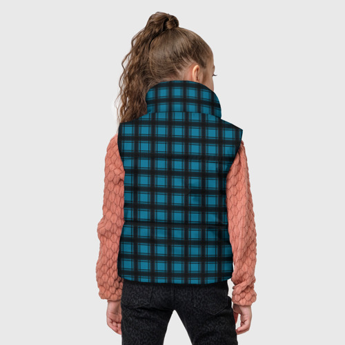 Детский жилет утепленный 3D Black and blue plaid, цвет черный - фото 4