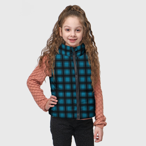 Детский жилет утепленный 3D Black and blue plaid, цвет черный - фото 3