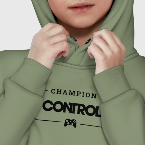 Детское худи Oversize хлопок Control Gaming Champion: рамка с лого и джойстиком, цвет авокадо - фото 7