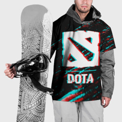 Накидка на куртку 3D Dota в стиле Glitch - Баги Графики на темном фоне