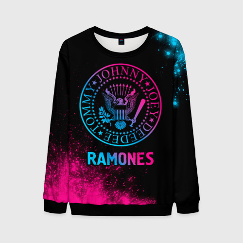 Мужской свитшот 3D Ramones Neon Gradient, цвет черный