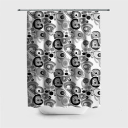 Штора 3D для ванной Black and white sport pattern