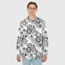 Мужская рубашка oversize 3D Black and white sport pattern - фото 2