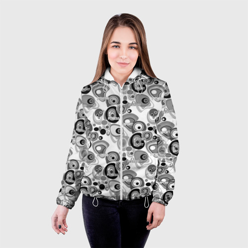 Женская куртка 3D Black and white sport pattern, цвет белый - фото 3