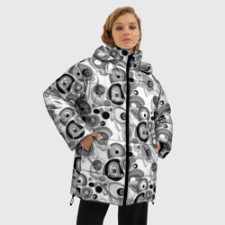 Женская зимняя куртка Oversize Black and white sport pattern - фото 2