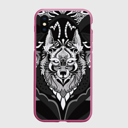 Чехол для iPhone XS Max матовый Черно-белый волк