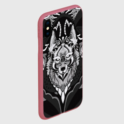 Чехол для iPhone XS Max матовый Черно-белый волк - фото 2