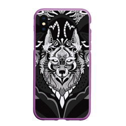 Чехол для iPhone XS Max матовый Черно-белый волк