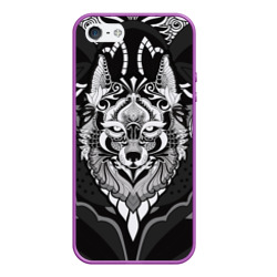 Чехол для iPhone 5/5S матовый Черно-белый волк