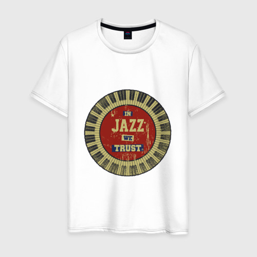 Мужская футболка из хлопка с принтом In Jazz We Trust, вид спереди №1