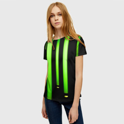 Женская футболка 3D Абстрактные неоновые колбы с кислотой - Зелёный - фото 2