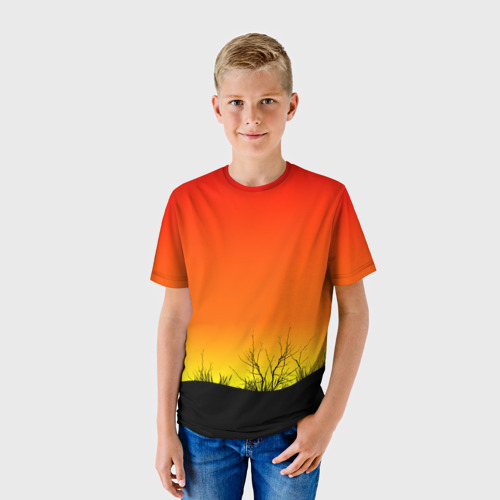 Детская футболка 3D Закат и травы, цвет 3D печать - фото 3