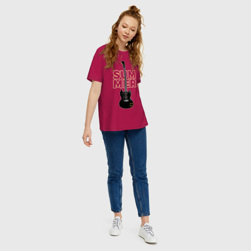 Женская футболка хлопок Oversize с принтом Летняя Рок-Музыка, вид сбоку #3