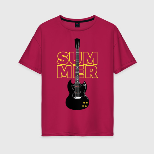 Женская футболка хлопок Oversize с принтом Летняя Рок-Музыка, вид спереди #2