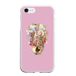 Чехол для iPhone 7/8 матовый Скелет в цветах