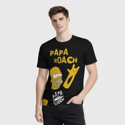 Мужская футболка 3D Papa Roach, Гомер Симпсон - фото 2