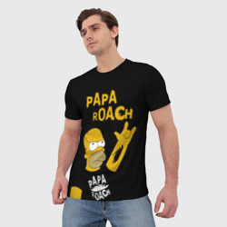 Мужская футболка 3D Papa Roach, Гомер Симпсон - фото 2