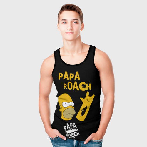 Мужская майка 3D Papa Roach, Гомер Симпсон, цвет 3D печать - фото 5