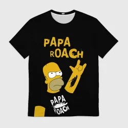 Мужская футболка 3D Papa Roach, Гомер Симпсон