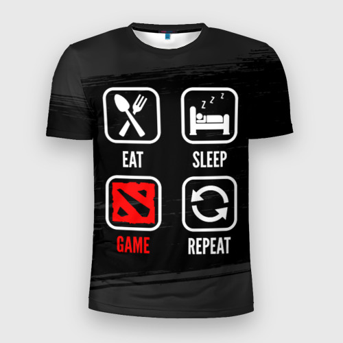 Мужская футболка 3D Slim с принтом Eat, Sleep, Dota, Repeat, вид спереди #2