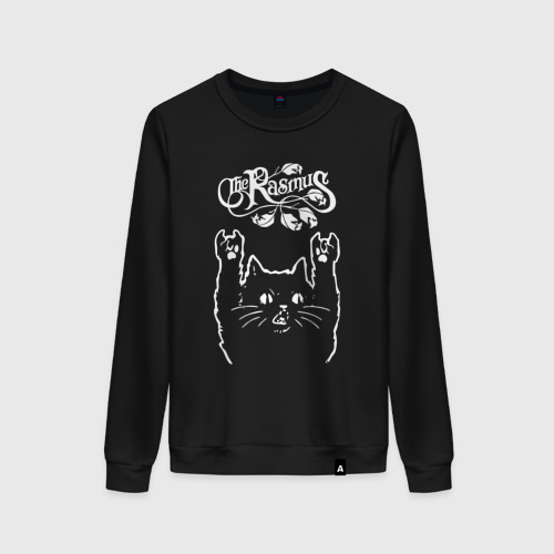 Женский свитшот хлопок с принтом The Rasmus рок кот, вид спереди #2