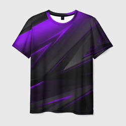 Мужская футболка 3D Geometry Черный и фиолетовый