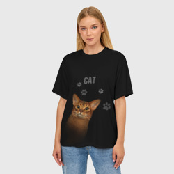 Женская футболка oversize 3D Кошка абиссинец - фото 2