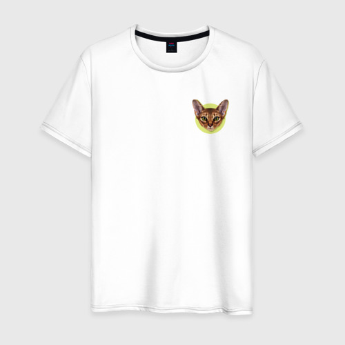 Мужская футболка из хлопка с принтом Абиссинская кошка, вид спереди №1