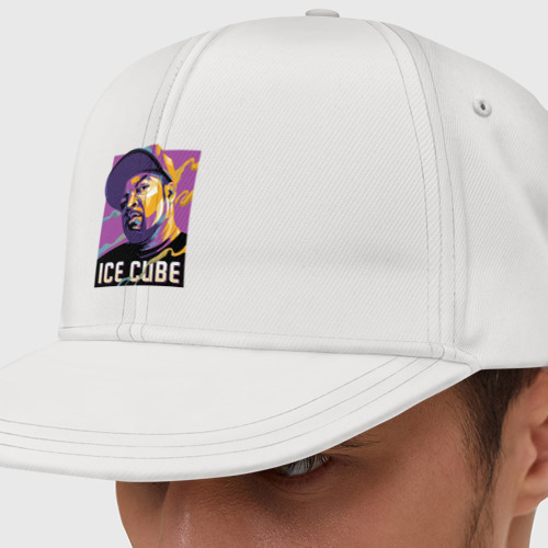 Кепка снепбек с прямым козырьком с принтом Ice Cube, вид спереди №1