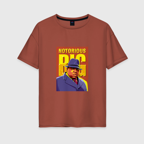 Женская футболка хлопок Oversize Notorious Big, цвет кирпичный