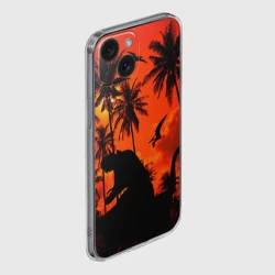 Чехол для iPhone 15 силиконовый с защитой камеры Тиранозавр, диплодок и птерозавр - dinosaurs jurassic period - фото 2