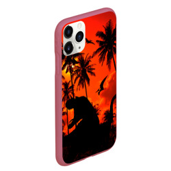 Чехол для iPhone 11 Pro Max матовый Тиранозавр, диплодок и птерозавр - dinosaurs jurassic period - фото 2