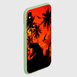 Чехол для iPhone XS Max матовый Тиранозавр, диплодок и птерозавр - dinosaurs jurassic period - фото 2
