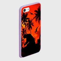 Чехол для iPhone 5/5S матовый Тиранозавр, диплодок и птерозавр - dinosaurs jurassic period - фото 2