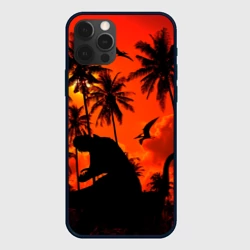 Чехол для iPhone 12 Pro Max Тиранозавр, диплодок и птерозавр - dinosaurs jurassic period