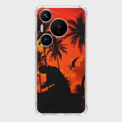 Чехол для Huawei Pura 70 Тиранозавр, диплодок и птерозавр - dinosaurs jurassic period