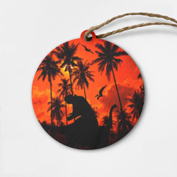 Деревянная игрушка круг Тиранозавр, диплодок и птерозавр - dinosaurs jurassic period